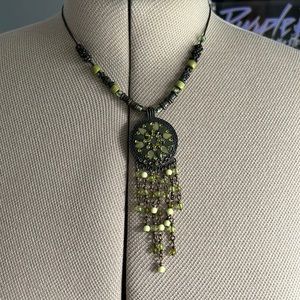 Vintage Free People Necklace: Green Goddess Dreamcatcher Necklace